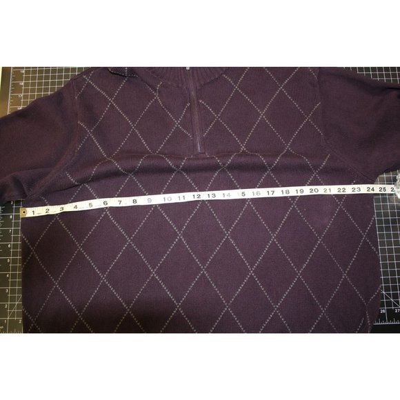 Van Heusen Men's pullover sweater Large/ Purple with gray stripes 100% Cotton - Picture 10 of 12